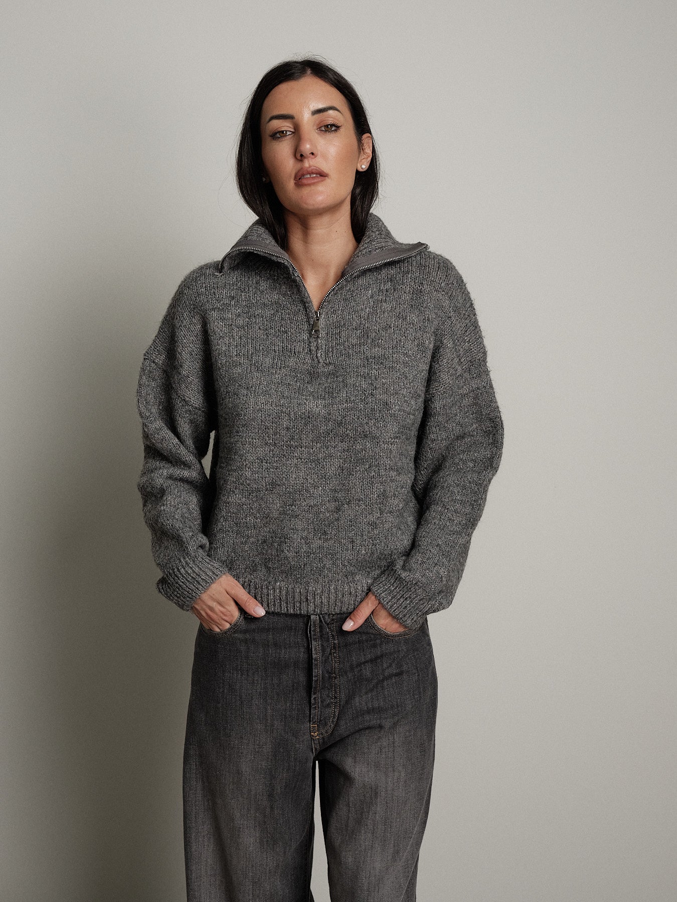 dolcevita mezza zip - Grigio