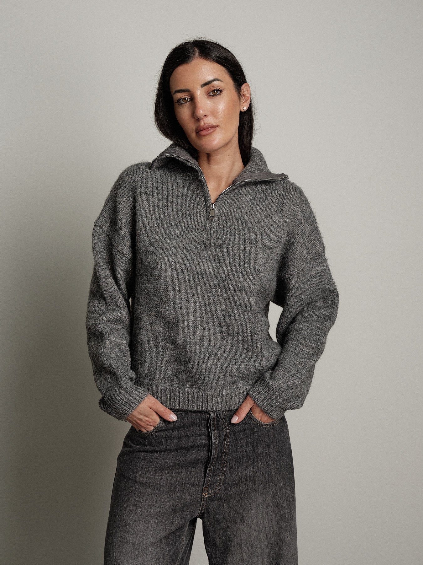 dolcevita mezza zip - Grigio