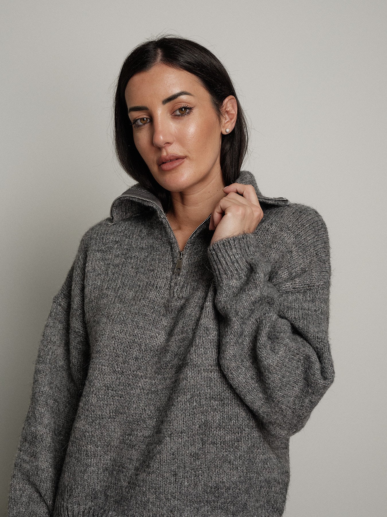 dolcevita mezza zip - Grigio