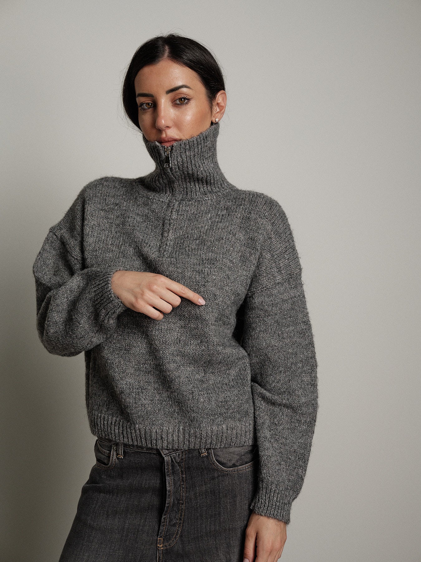 dolcevita mezza zip - Grigio
