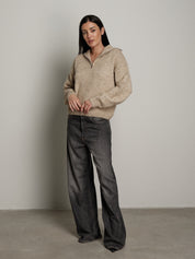 dolcevita mezza zip - Beige