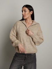 dolcevita mezza zip - Beige