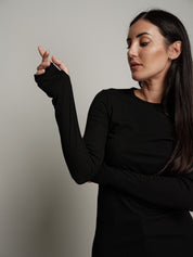 Maglia costina manica lunga manicotto - Antracite
