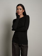 Maglia costina manica lunga manicotto - Antracite