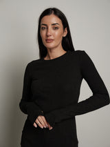 Maglia costina manica lunga manicotto - Antracite