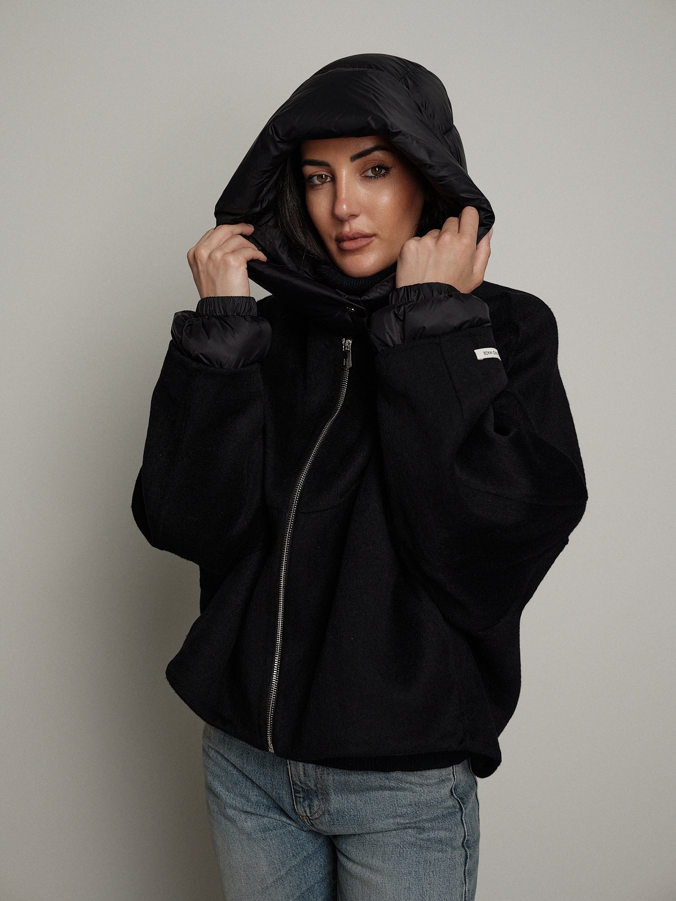 Bomber cappuccio removibile - Blu notte