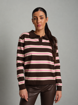 Polo in maglia riga - moro