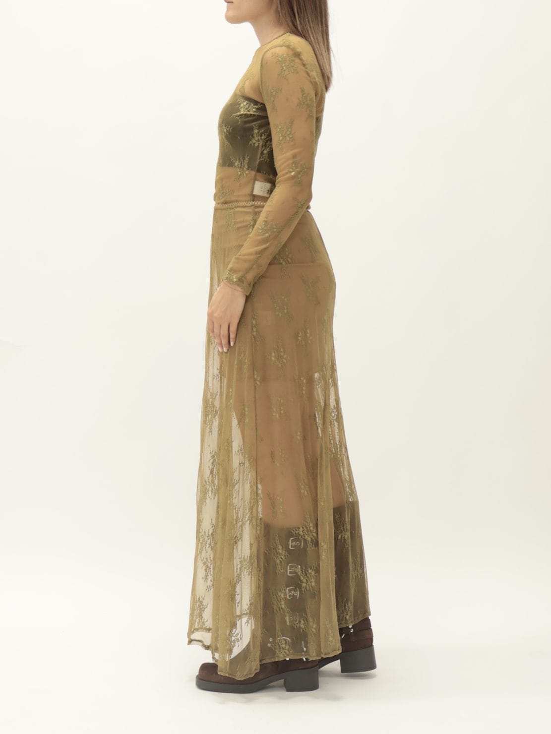 Body pizzo girocollo olio