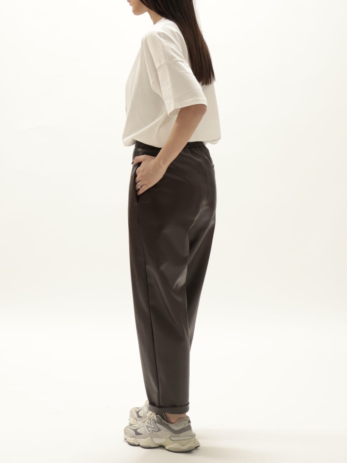 Pantalone bestseller ecopelle moro