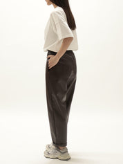 Pantalone bestseller ecopelle moro