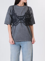 T-Shirt con pizzo antracite