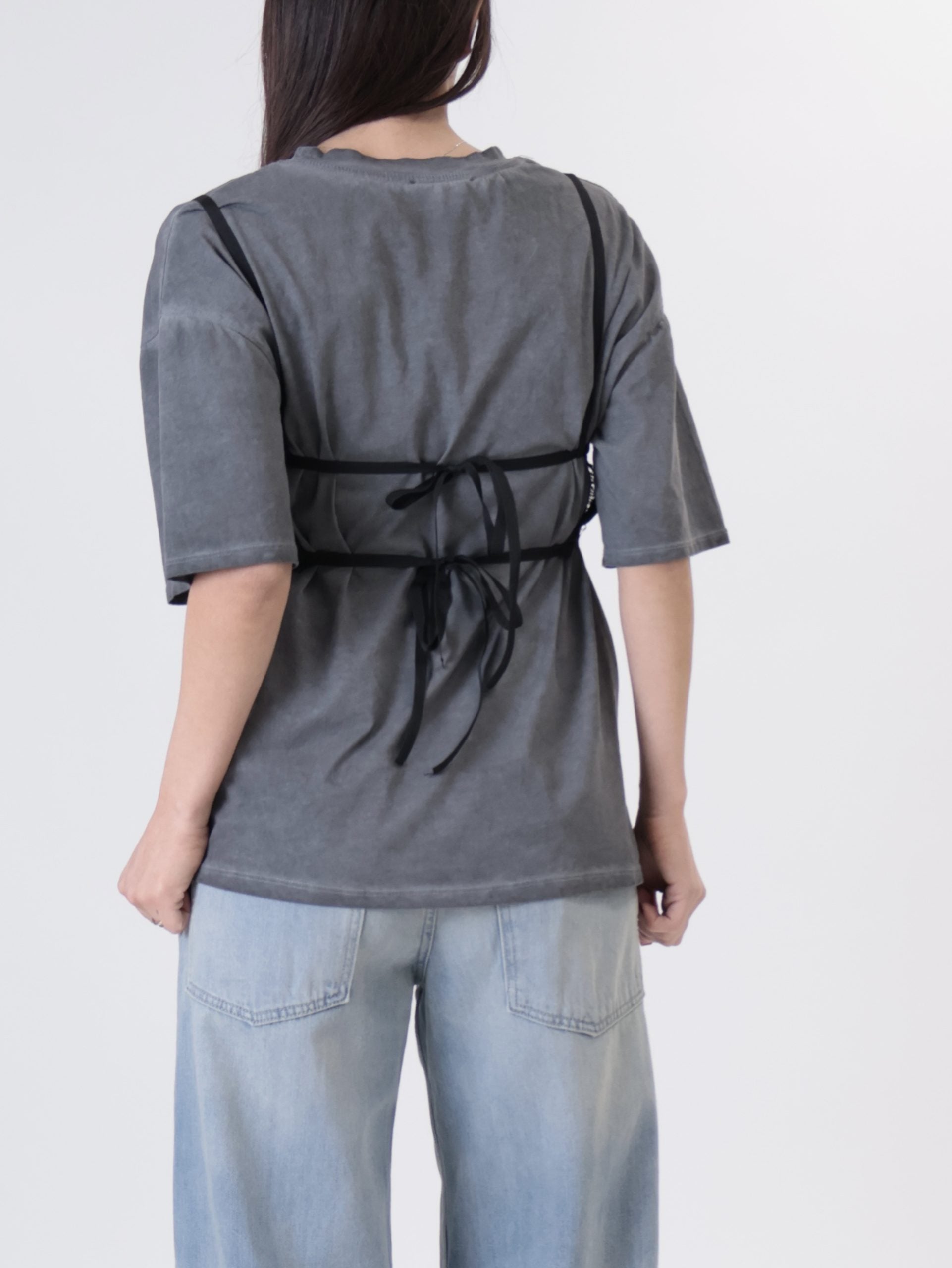 T-Shirt con pizzo antracite