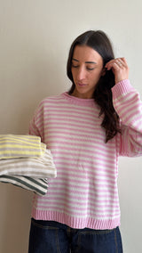 Rosy striped sweater (colors inside)