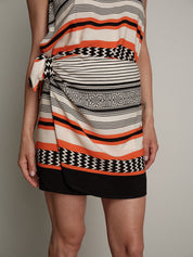 Orange/black sarong skirt