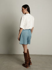 Gonna shorts chambray chiaro