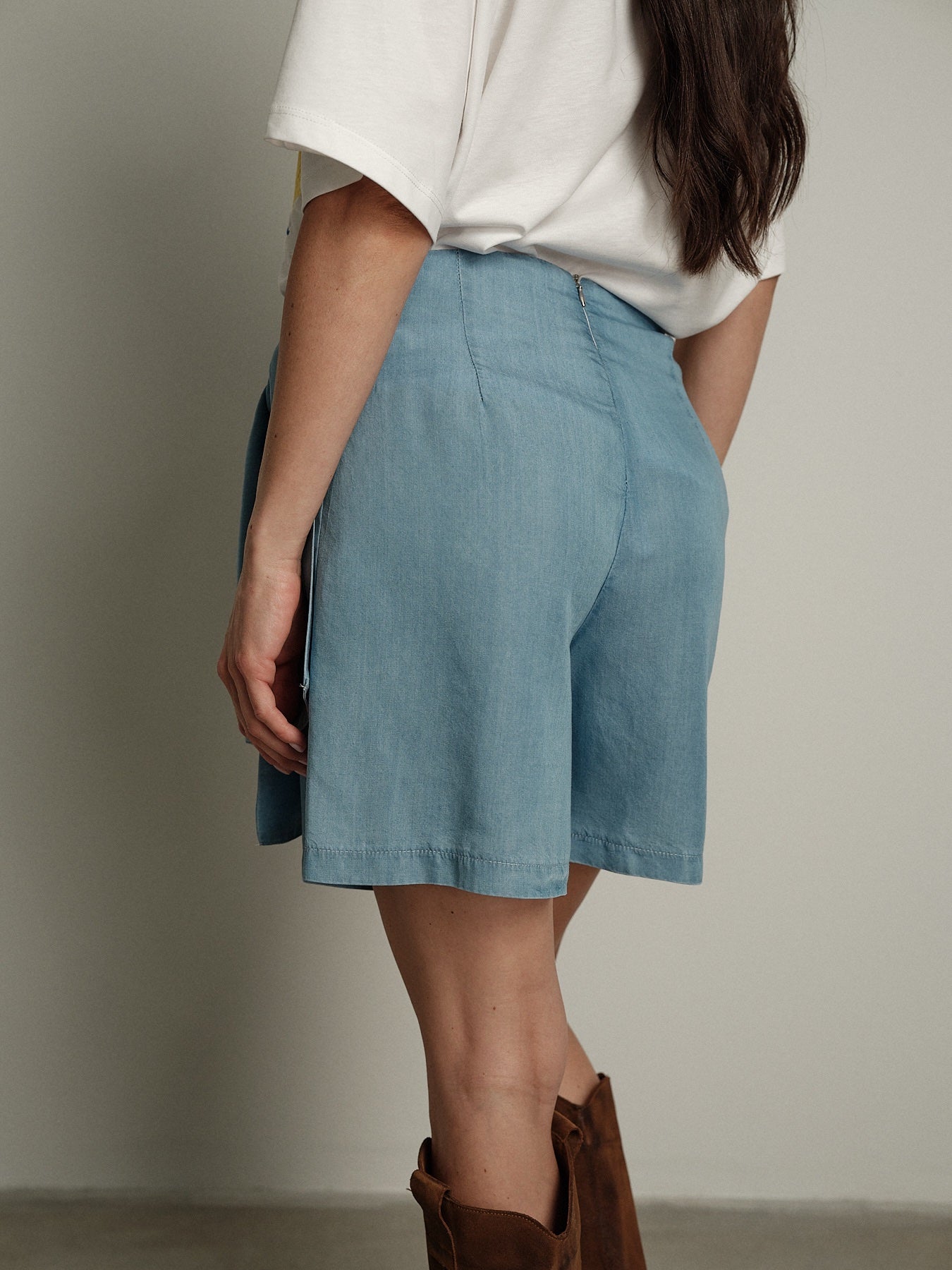 Gonna shorts chambray chiaro