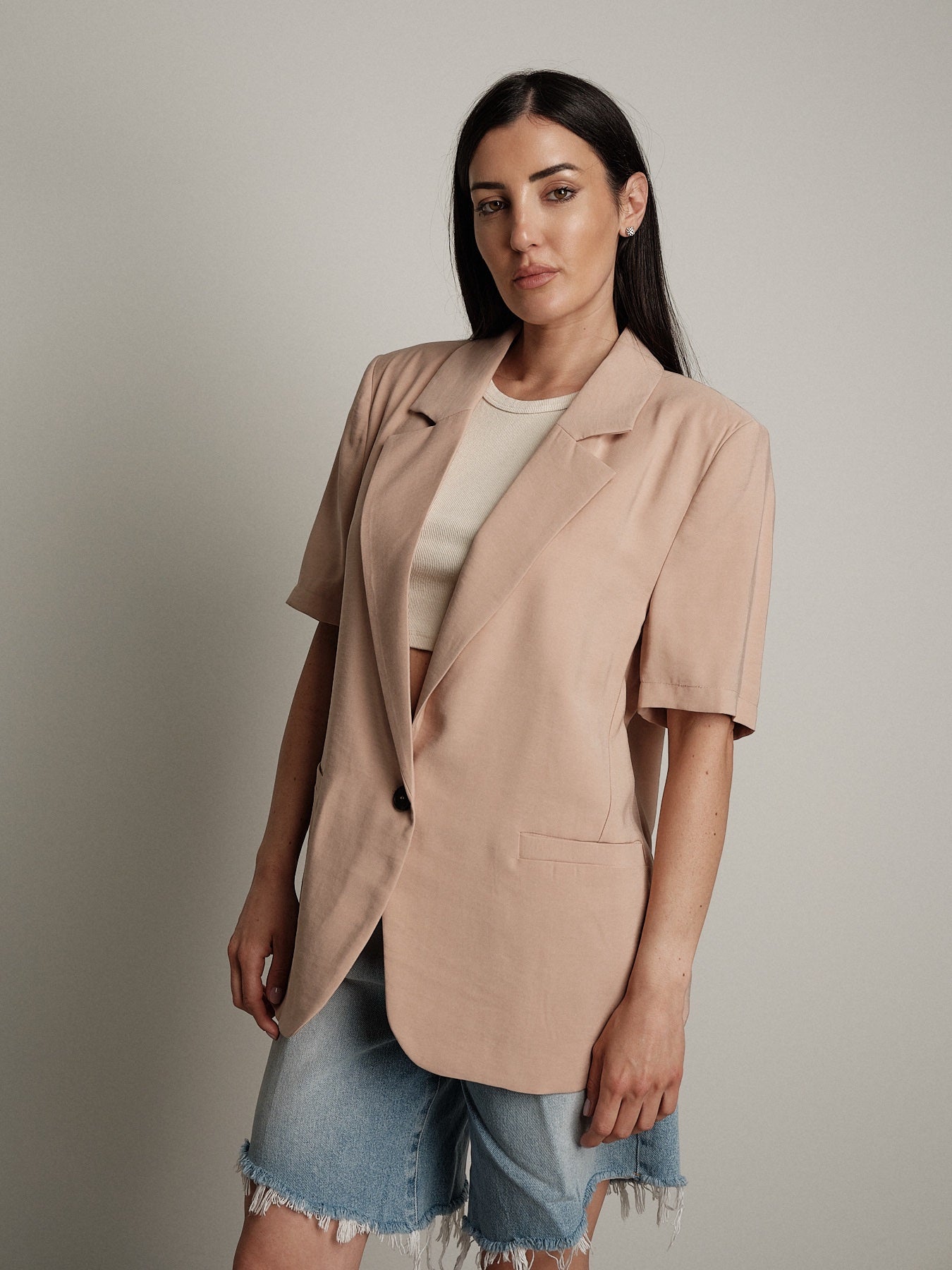 Giacca m/m lino viscosa beige