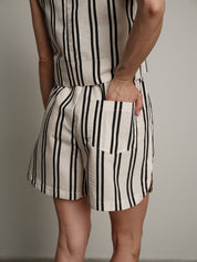Nara Black Striped Shorts