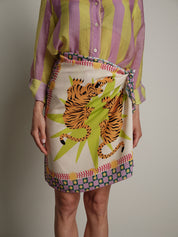 Gonna stampa "virale" lime/lilla