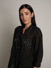 Black lightweight broderie anglaise shirt
