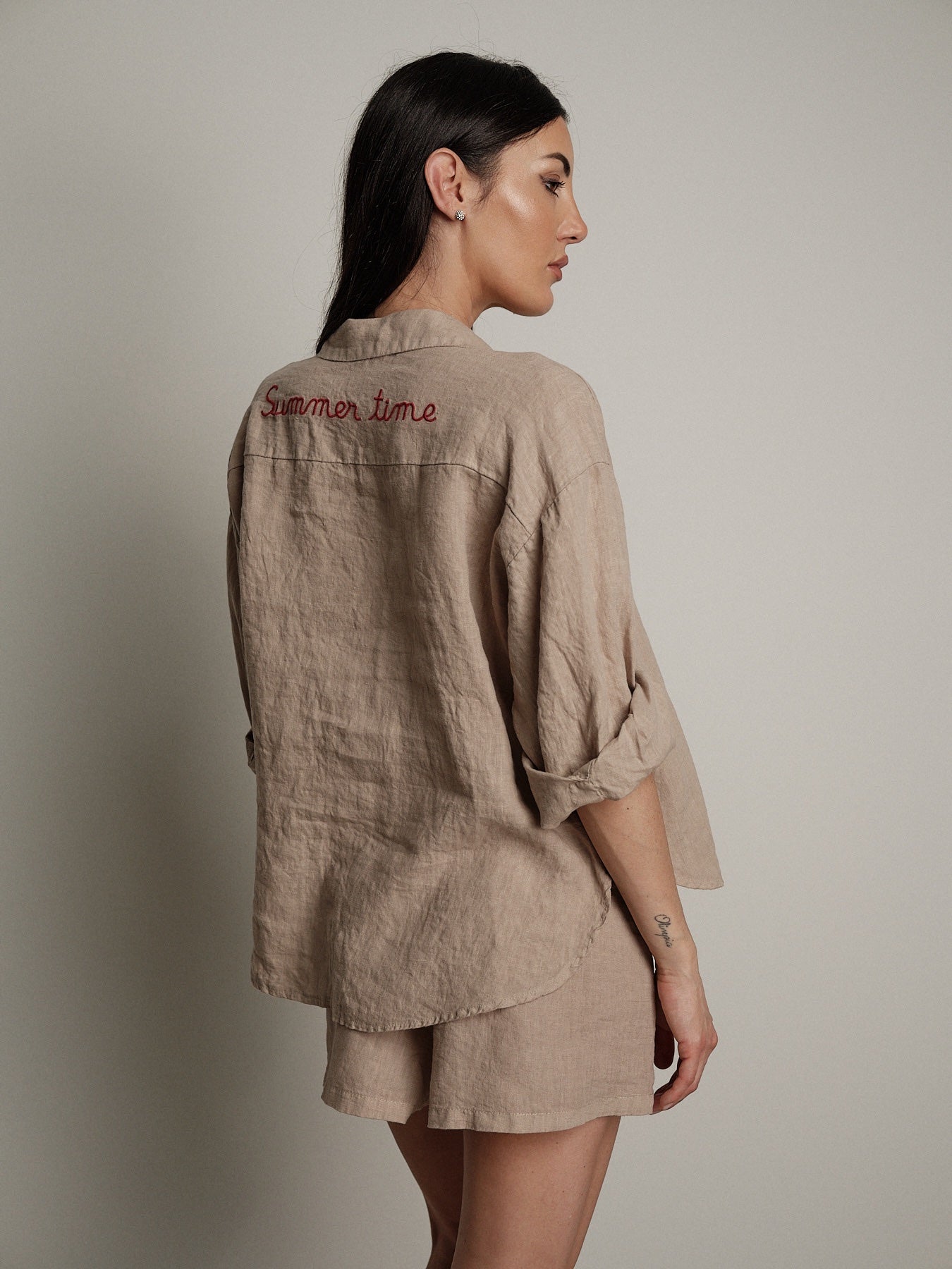 Camicia 100% lino sabbia "summer time"