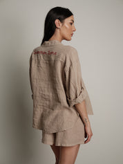 Camicia 100% lino sabbia "summer time"