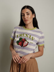 T-shirt frutta riga (colori all'interno)