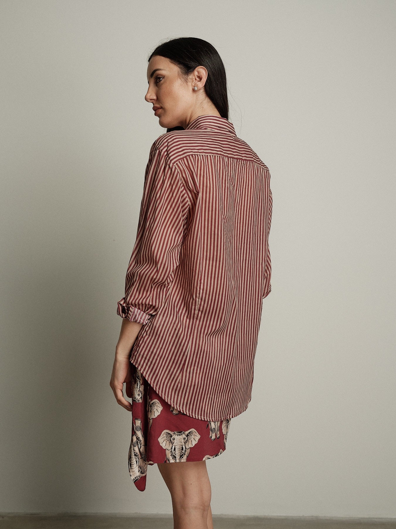 Camicia riga india/beige