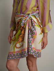 Gonna stampa "virale" lime/lilla