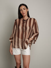 "Viral" shirt dark brown/beige