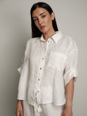 Camicia 100% lino bianco "summer time"