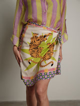 Gonna stampa "virale" lime/lilla