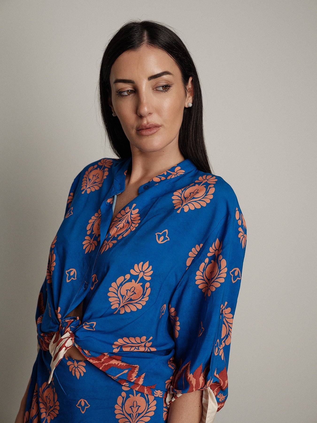 Camicia fantasia blu elettrico