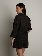 Black lightweight sangallo shorts