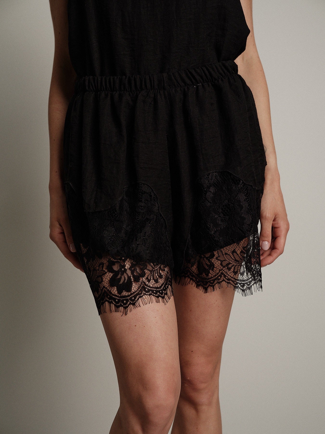 Black lingerie shorts