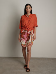 Gonna stampa "virale" panna/arancio