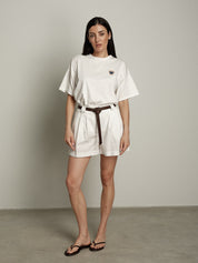 Shorts ampio cintura bianco