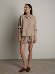 Camicia 100% lino sabbia "summer time"
