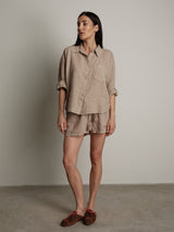 Camicia 100% lino sabbia "summer time"