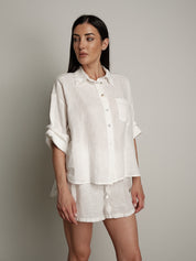 100% white linen "summer time" shorts