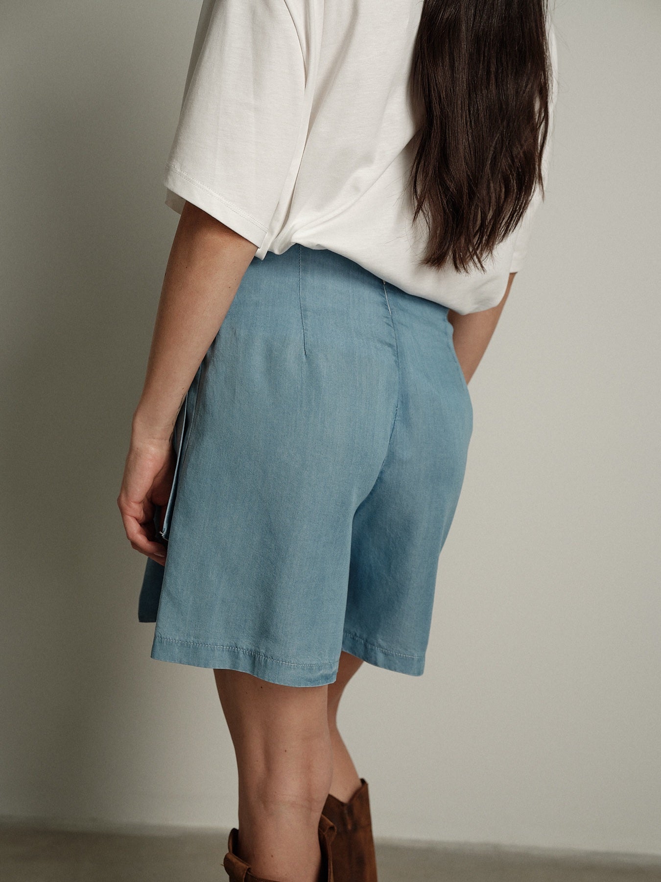 Gonna shorts chambray chiaro