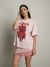 T-shirt tropical rosa