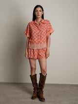 Peach patterned shirt