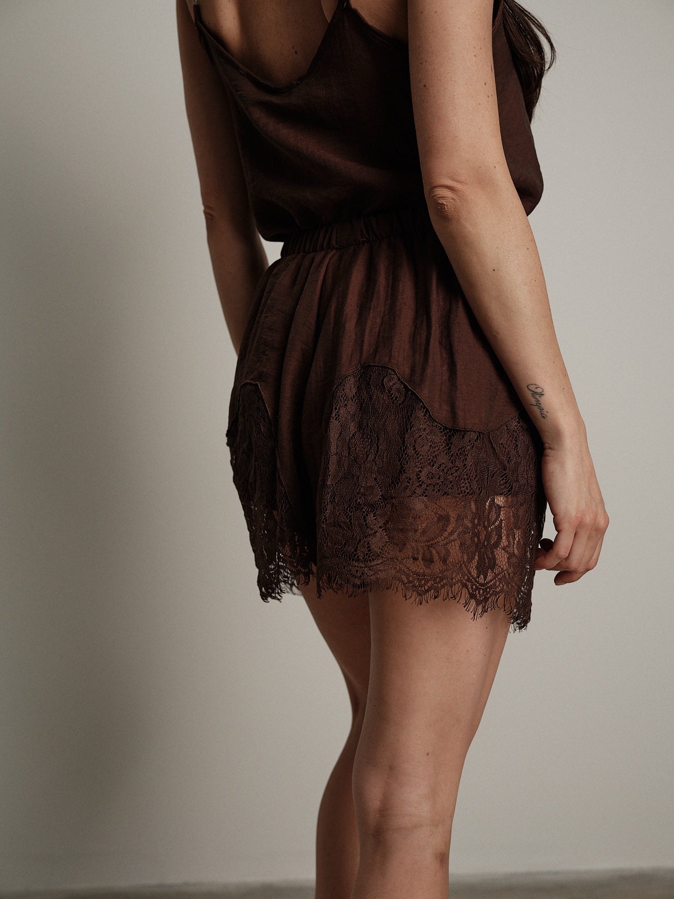 Dark brown lingerie shorts
