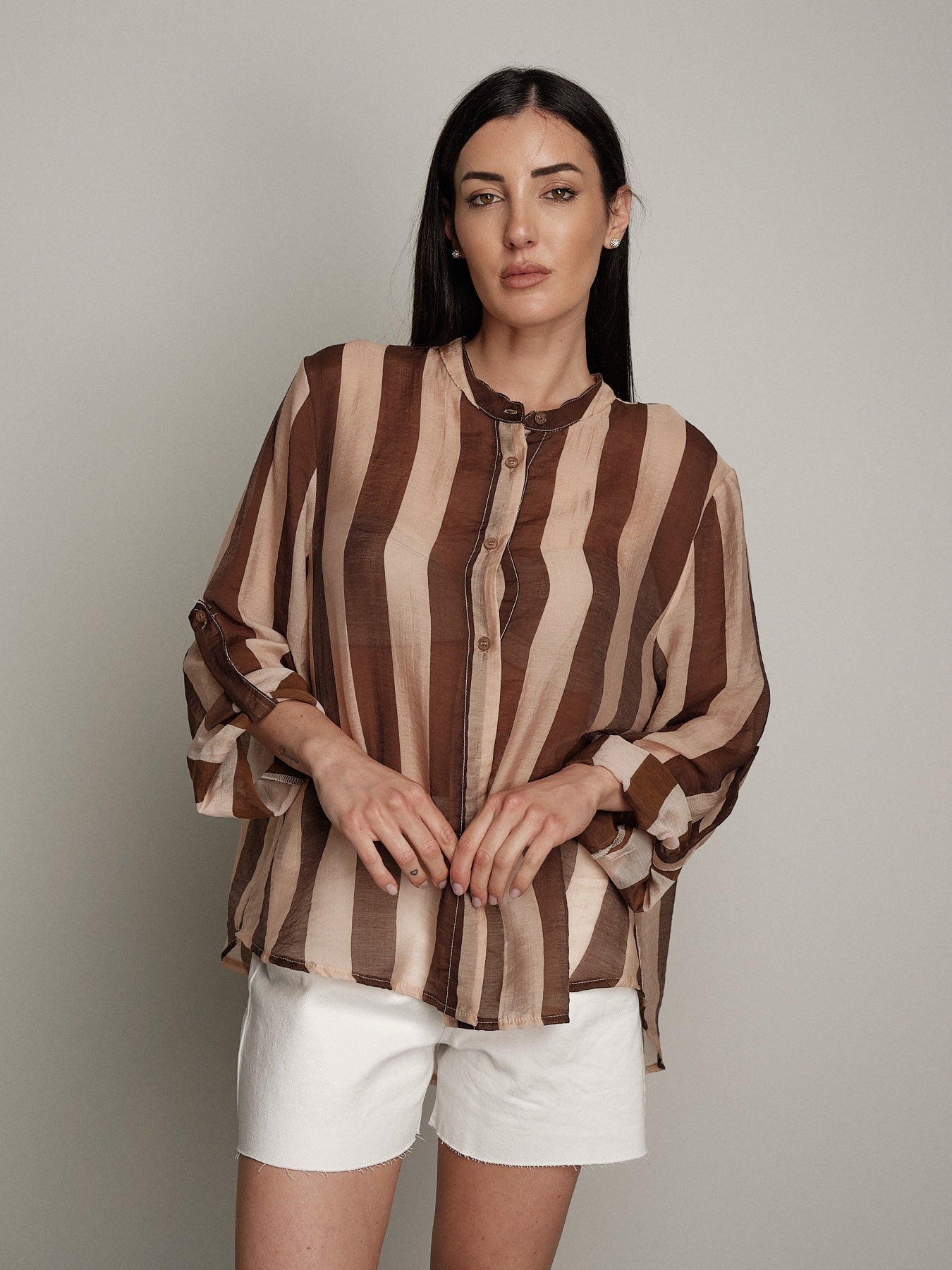 "Viral" shirt dark brown/beige