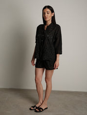 Black lightweight sangallo shorts