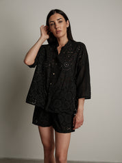 Black lightweight sangallo shorts