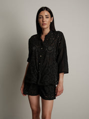 Black lightweight broderie anglaise shirt
