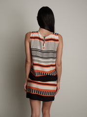 Top fantasia arancio/nero