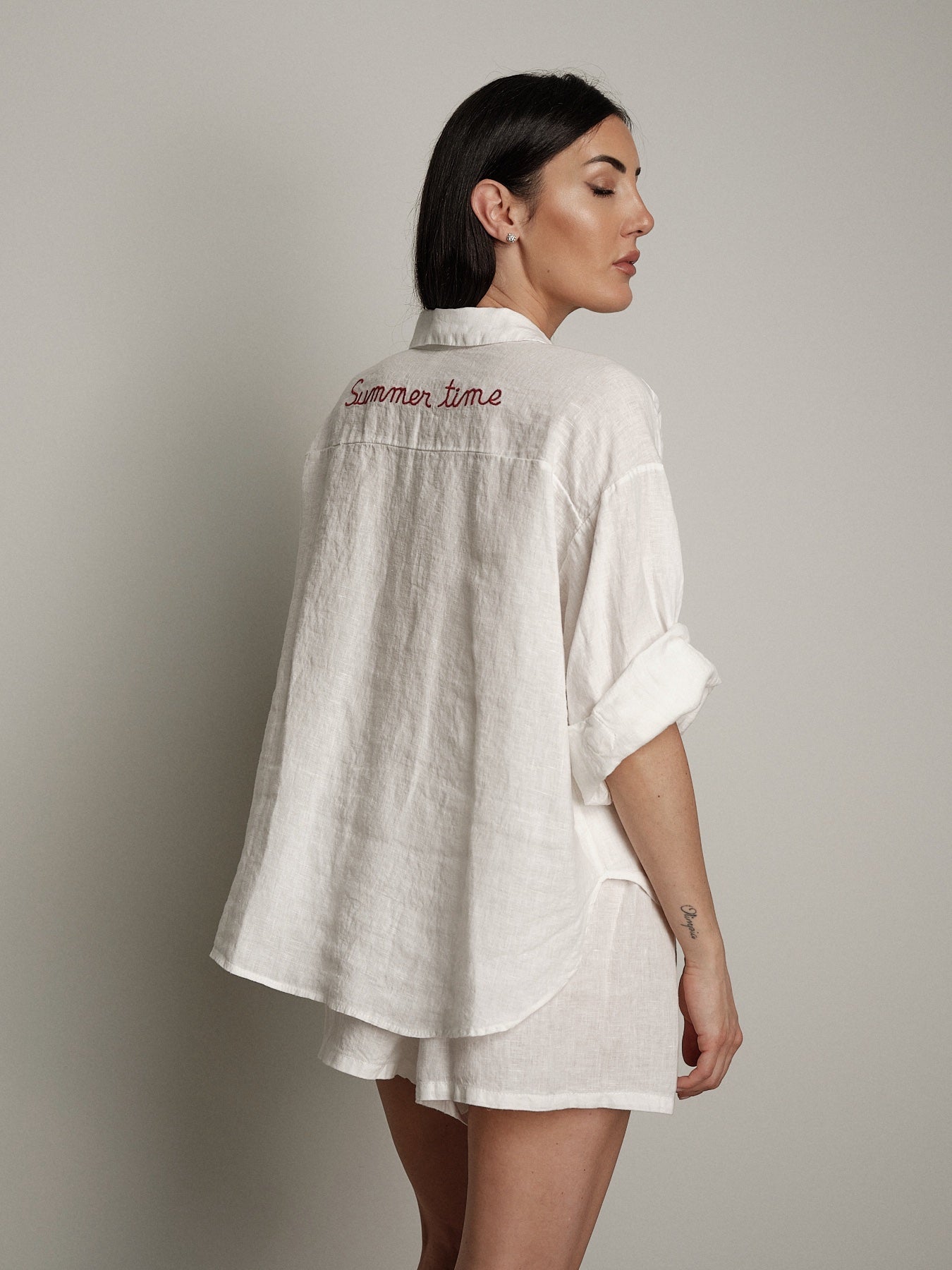 Camicia 100% lino bianco "summer time"